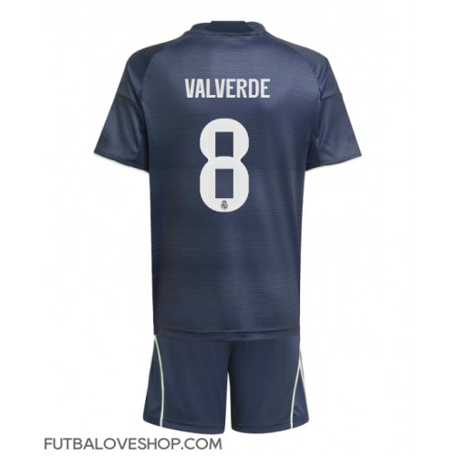 Dres Real Madrid Federico Valverde #8 Preč pre deti 2025-26 Krátky Rukáv (+ trenírky)